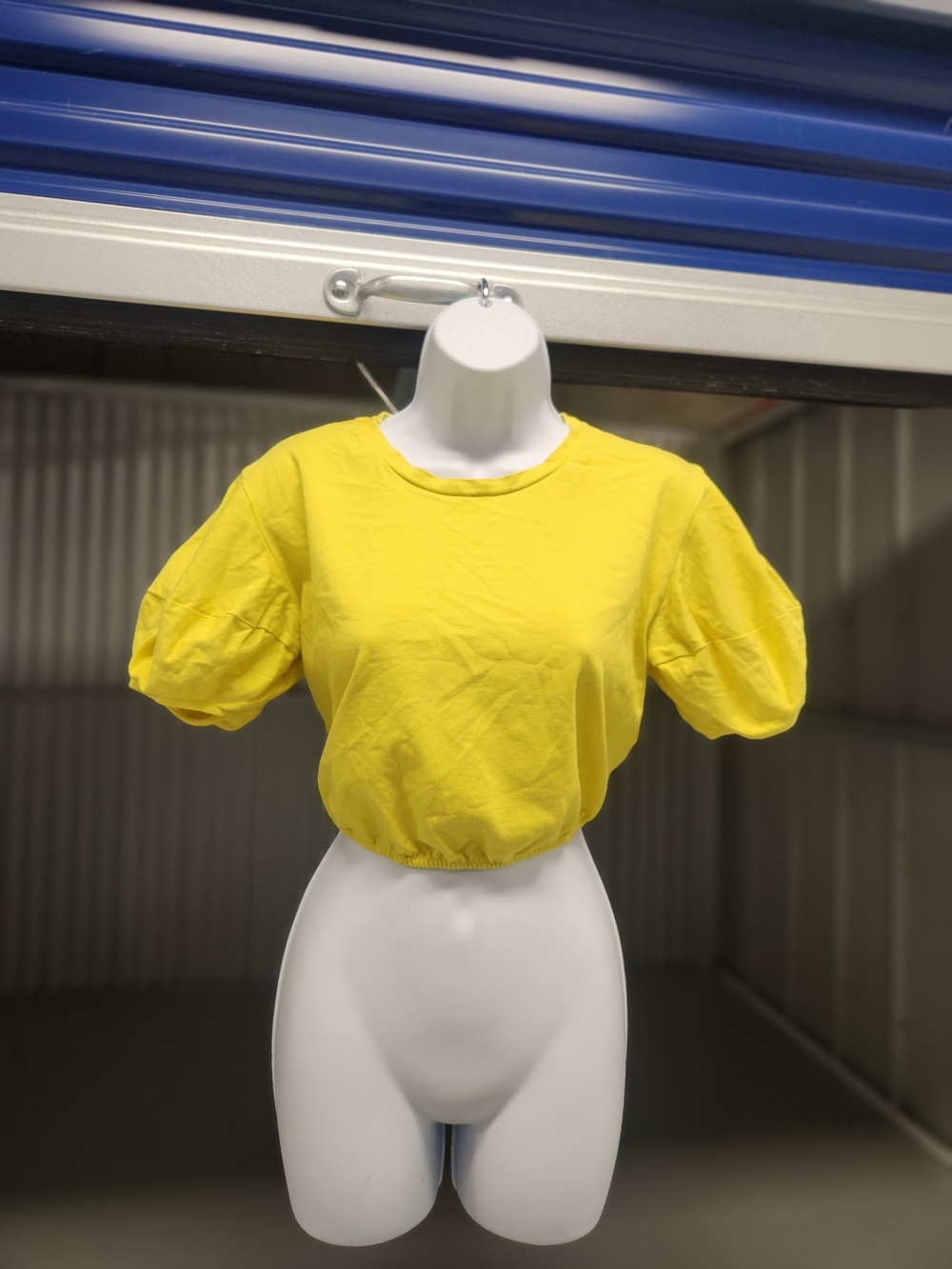 Zara Bright Yellow Puff-Sleeve Cropped Top